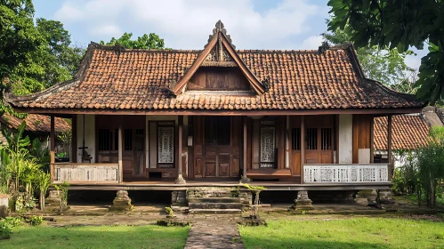 Historic Wooden House with Tiled Roof