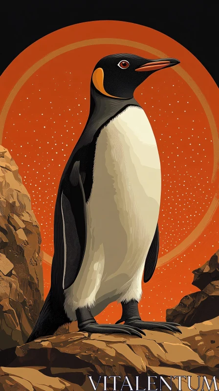 Penguin in Artistic Landscape AI Image