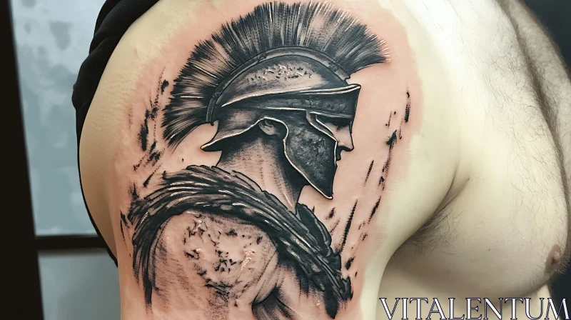 AI ART Black Ink Spartan Tattoo Art