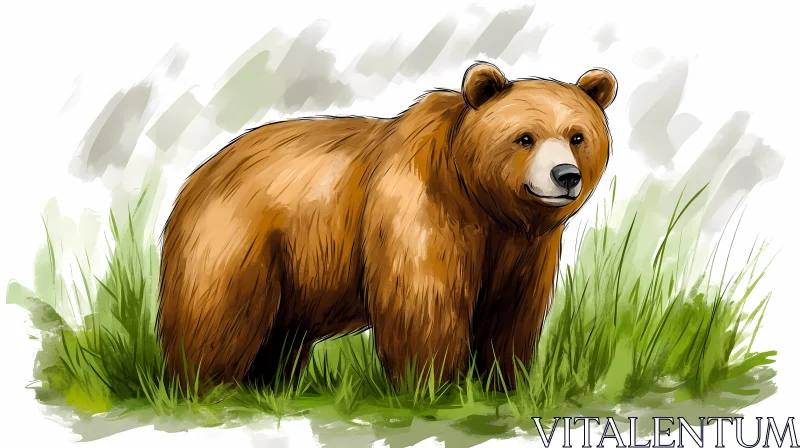 Brown Bear Art in Natural Setting AI Image