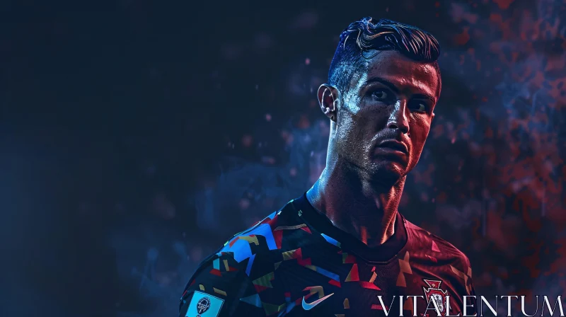 Cristiano Ronaldo in Artistic Football Jersey Portrait AI Image