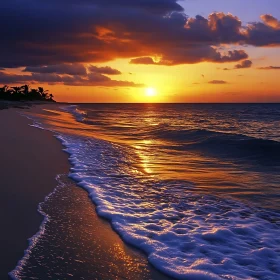 Tranquil Ocean Sunset with Colorful Sky