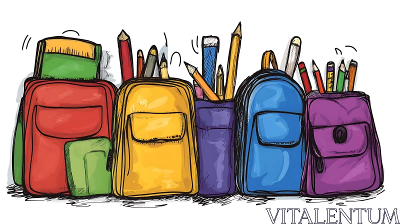 Whimsical Backpacks Art for Education AI Image