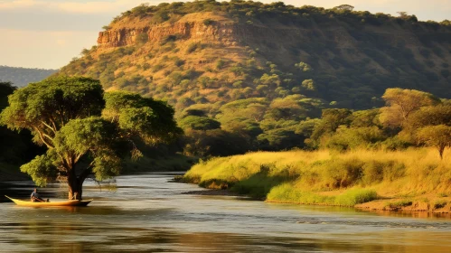 Captivating Flowing River in Traditional African Art Style