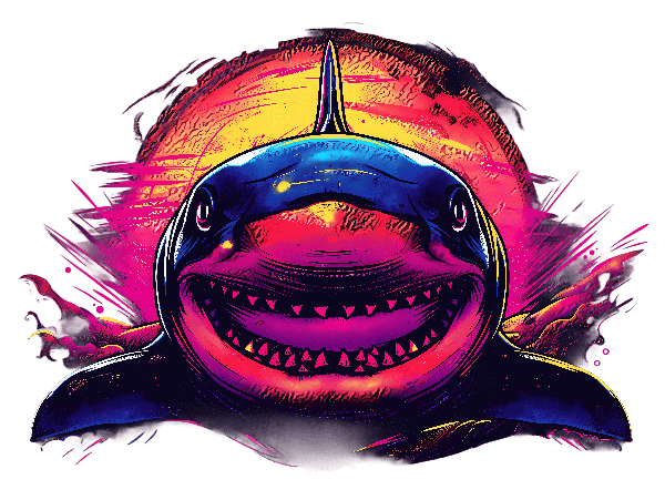 POD Design Smiling Shark with Sunset