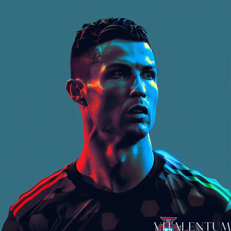 Cristiano Ronaldo Illuminated: A Dynamic Football Portrait AI Image