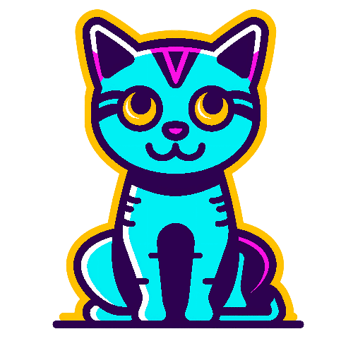 POD Design Cheerful Blue Cartoon Cat: Perfect for Web & Social Media