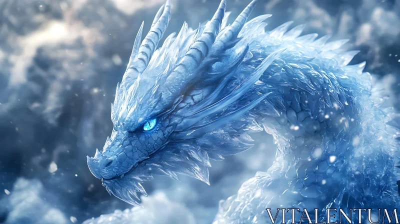 Frozen Dragon in Winter Landscape AI Image