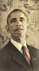 Vintage Portrait of Barack Obama in Formal Attire