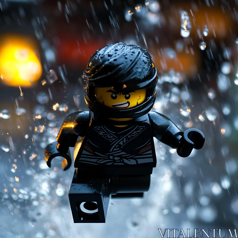 Rainy Day Ninja Lego AI Image