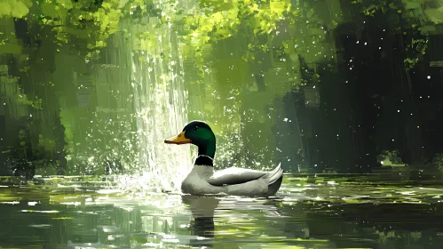 Duck on a Serene Pond