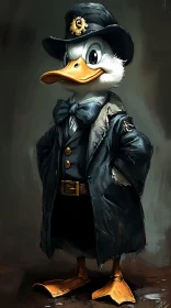 Anthropomorphic Duck in Detective Attire