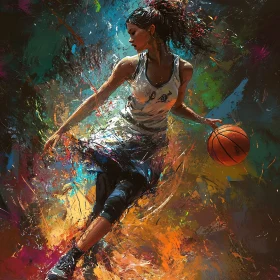 Woman with Basketball Painting