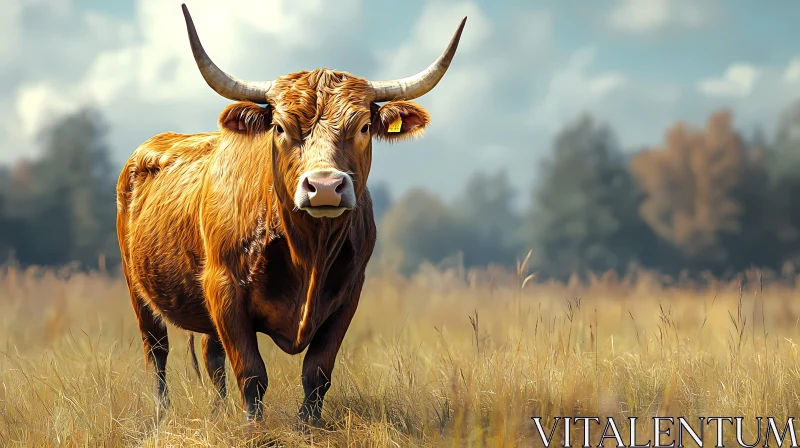 Regal Bull in Autumn Landscape AI Image