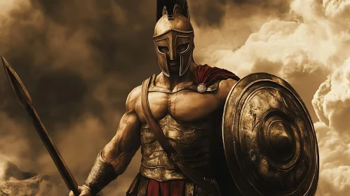 Bronze Armored Spartan Warrior Image