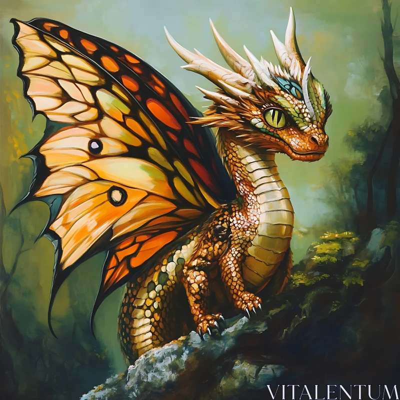 AI ART Fantasy Dragon with Butterfly Wings