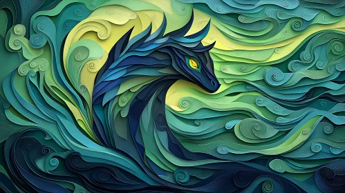 Dragon Amidst Emerald Waves