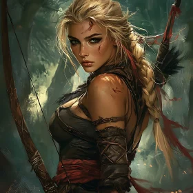 Strong Female Archer Illustration