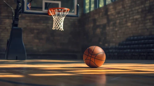 Indoor Basketball Court with Ball