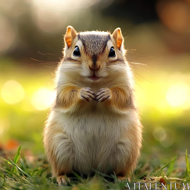 Charming Chipmunk with Clasping Paws AI Image