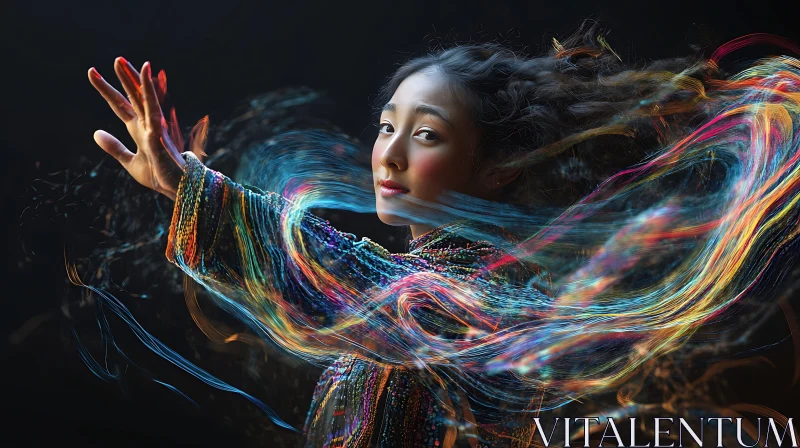 AI ART Woman in Light Painting Art