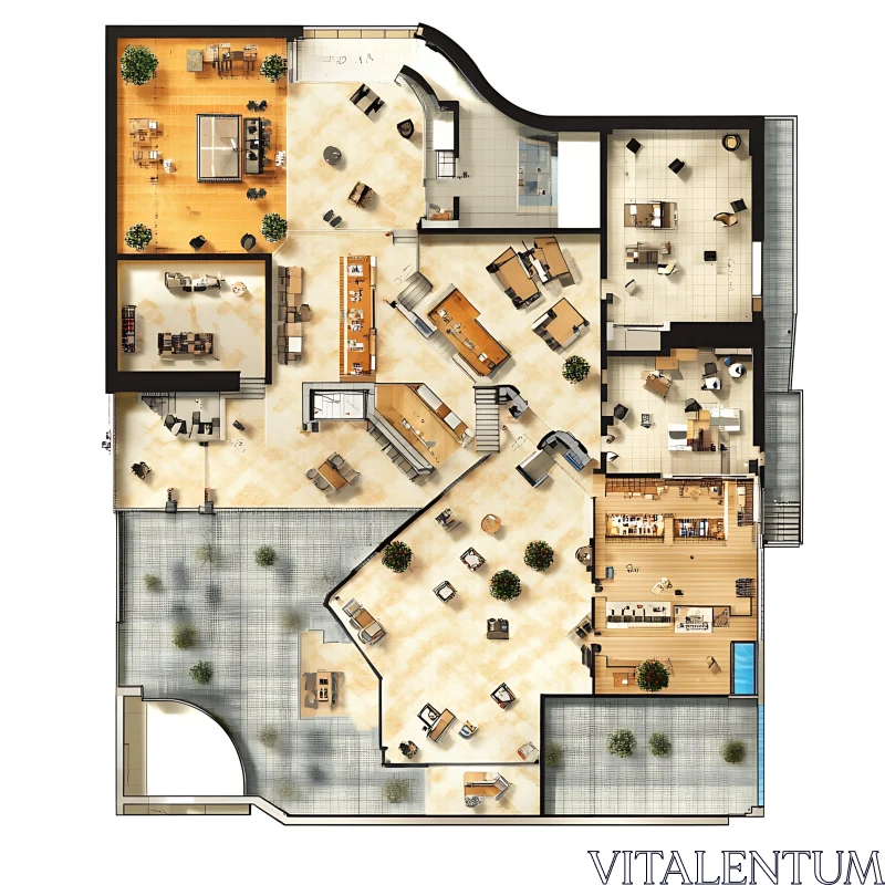 AI ART Overhead View of Interior Floor Plan