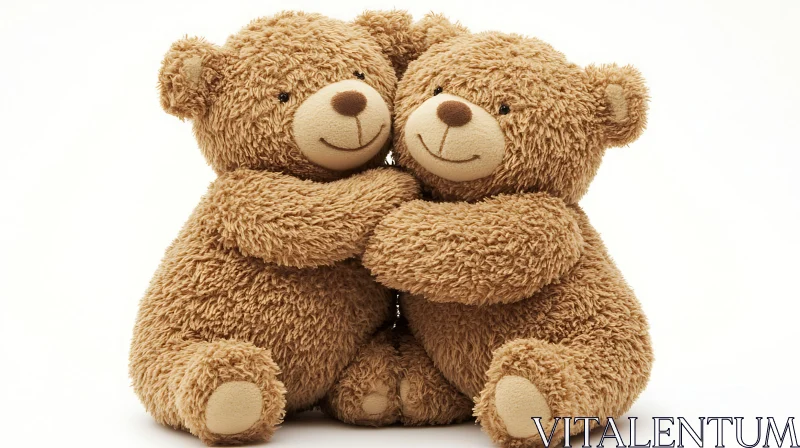 Two Teddy Bears in a Warm Embrace AI Image