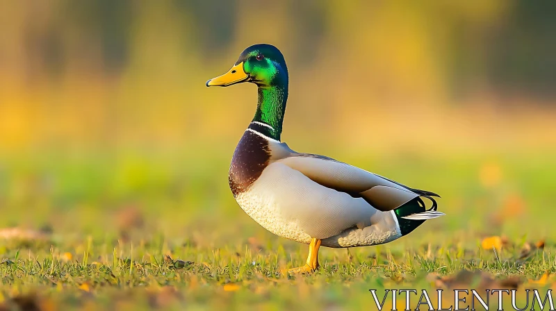 Mallard Duck in Grassy Field AI Image