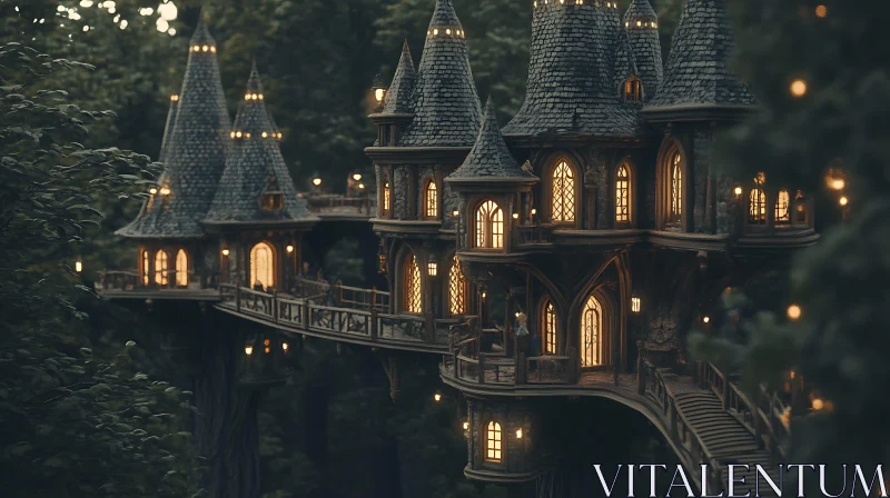 AI ART Whimsical Castle in the Woods