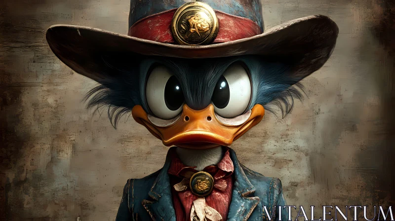 Duck Character Cowboy Portrait AI Image