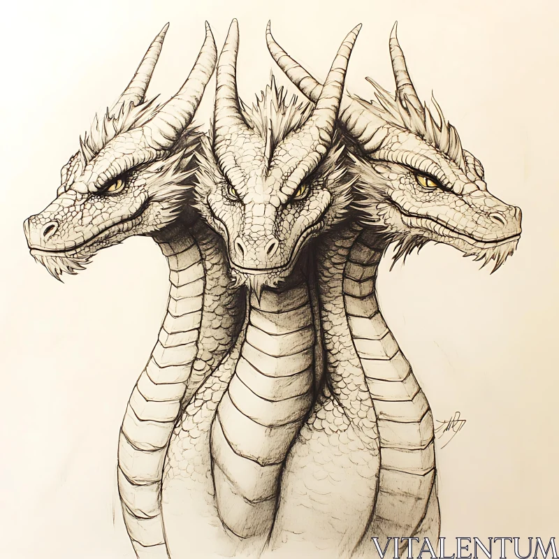 AI ART Monochrome Dragon Illustration