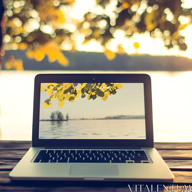 Nature Reflected on Laptop Screen AI Image