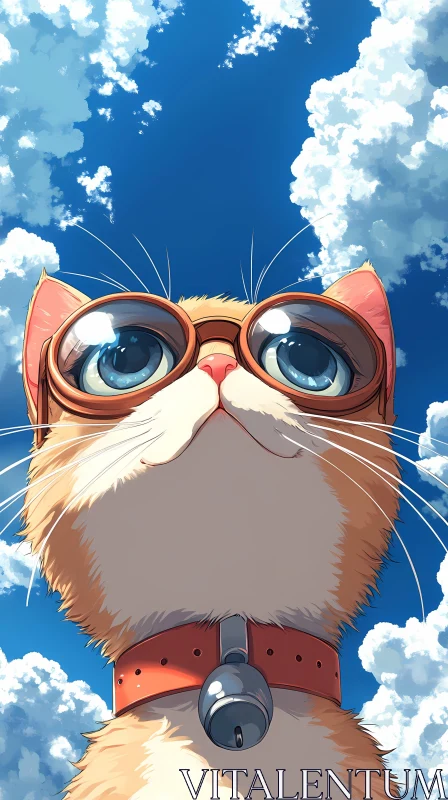 AI ART Whimsical Anime Cat Skyward Gaze