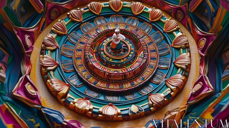 Colorful Ornamental Sculpture with Detailed Patterns AI Image