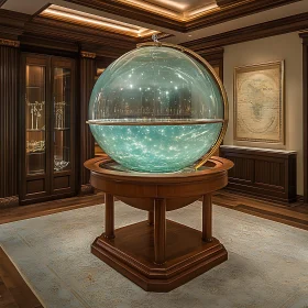 Lavish Display of a Glass Globe with Sparkling Water