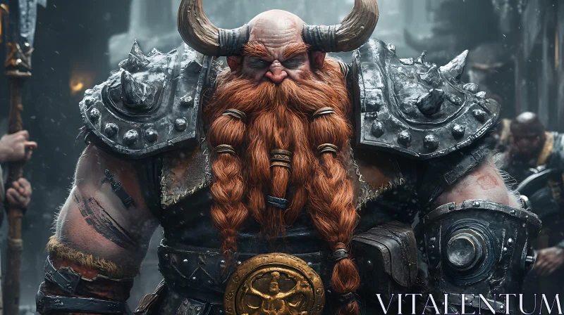 Horned Helmet Dwarf Warrior AI Image