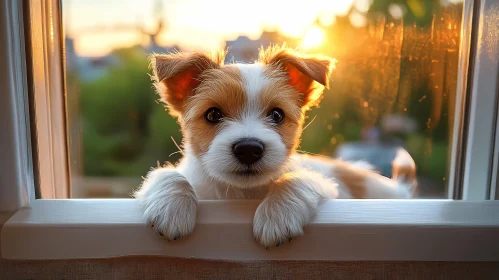 Puppy in Sunset Glow