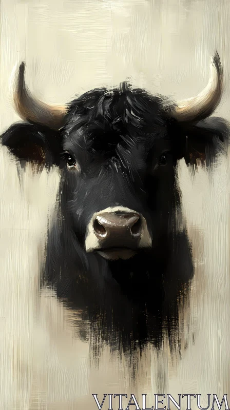 Majestic Black Bull Close-Up AI Image