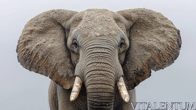 Elephant with Mud-Covered Ears AI Image