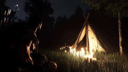 Candlelit Tent at Night