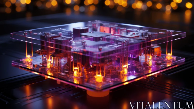 Illuminated Electronic Board with Crystals | Dreamlike Architecture AI Image