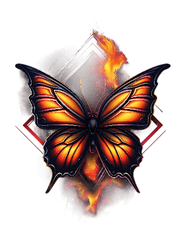 POD Design Stylized Butterfly with Fire Digital Painting