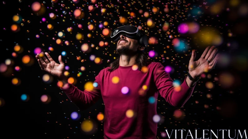 Virtual Reality Experience with Colorful Confetti-like Dots AI Image
