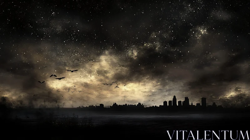 AI ART Urban Skyline at Night