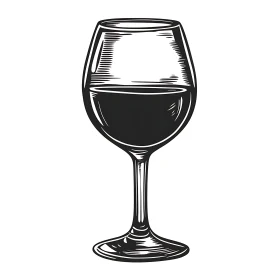 Monochrome Wine Glass Illustration