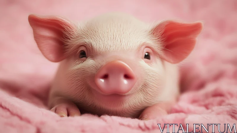 Cute Piglet on Soft Blanket AI Image