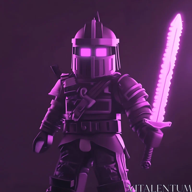 AI ART Futuristic Knight with Luminous Blade