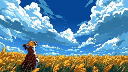 Cheetah and Cloudy Sky