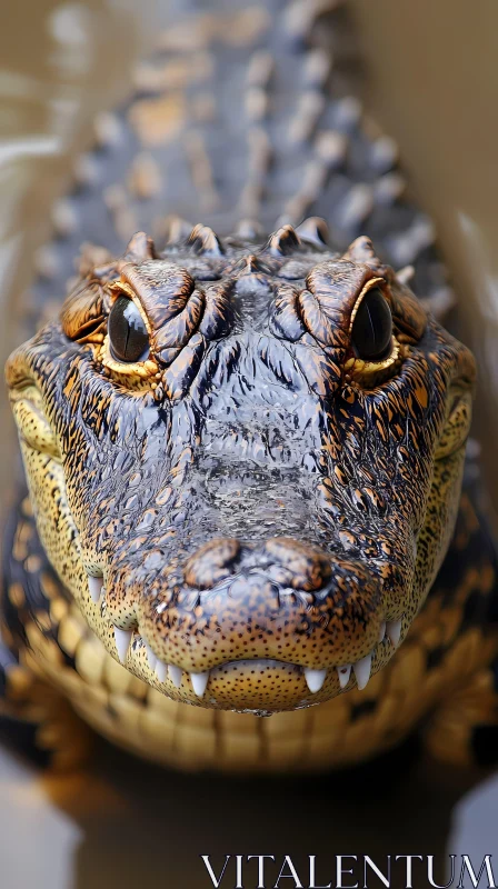 Face of a Crocodile in its Habitat AI Image