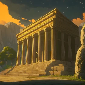 Classical Building at Sunset